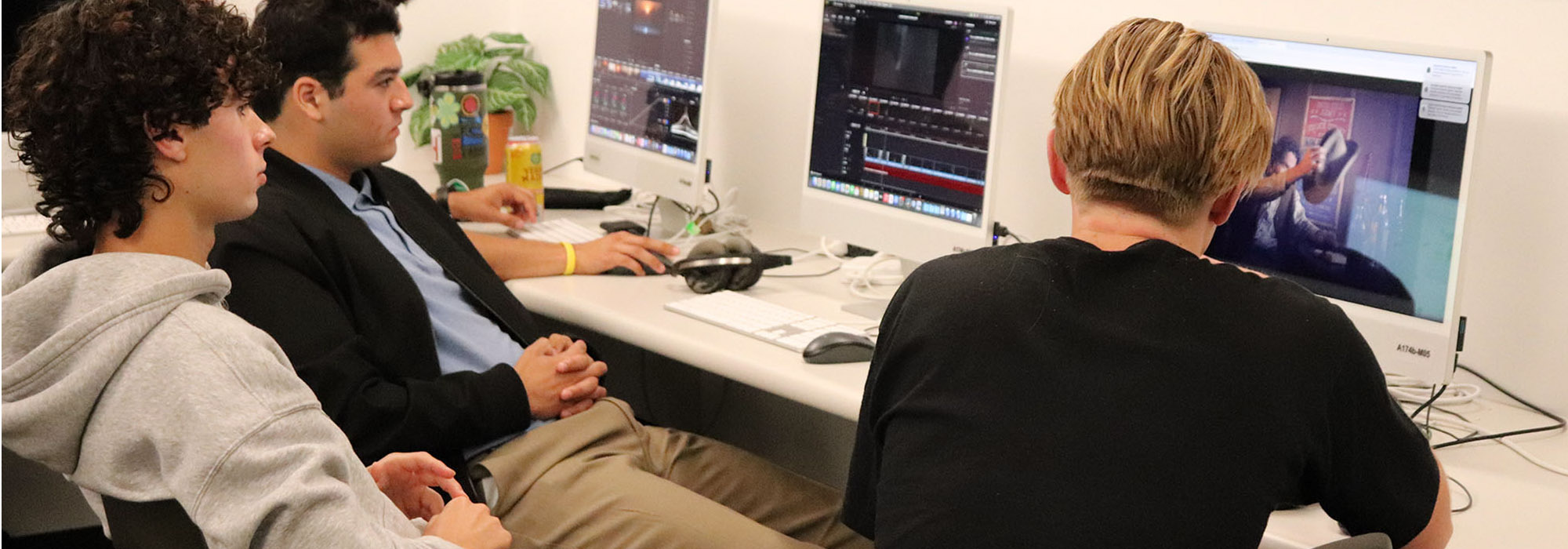Students reviewing video footage at the DAC Lab